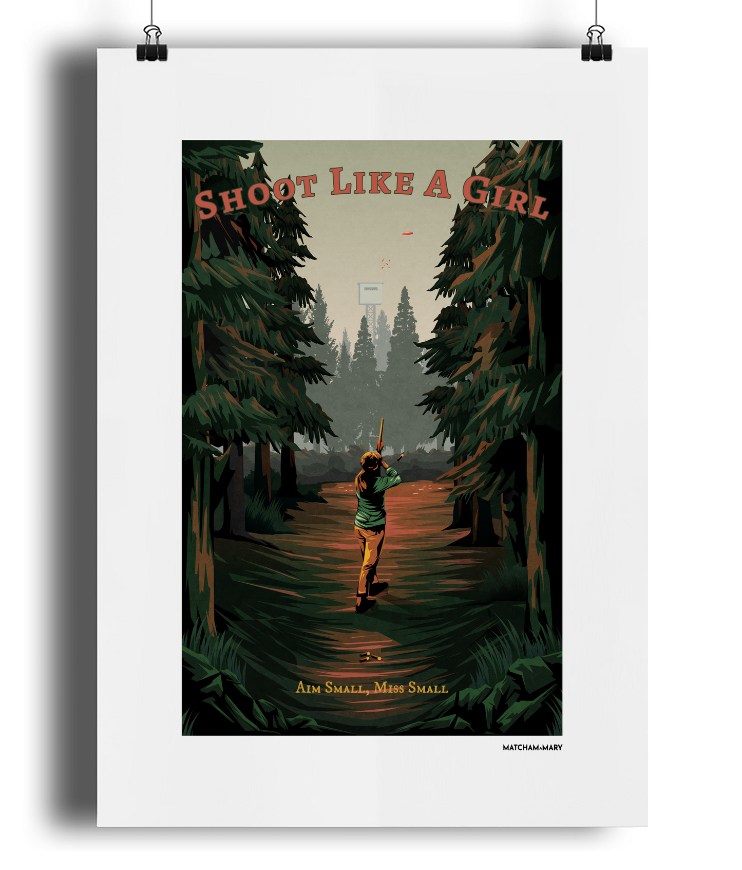 Aim Small Miss Small Art Print (Female Shooter) - Personalised